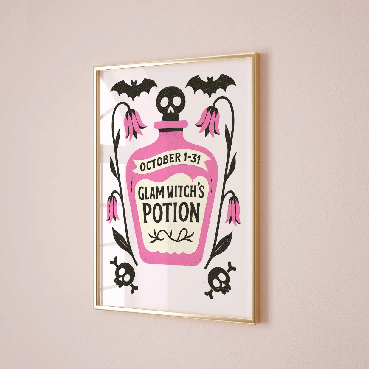 Glam Witch’s Potion Print – Pink Halloween Wall Art