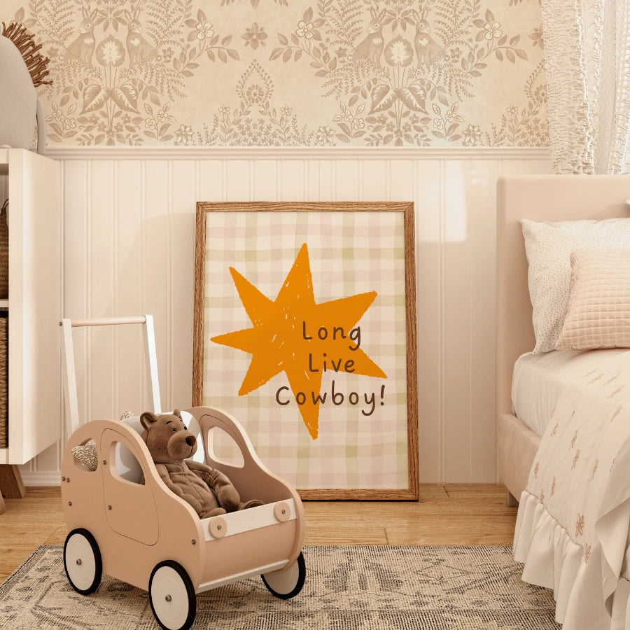 „Es lebe der Cowboy“-Kinderzimmerbild – Western-Wandkunst für Kinder