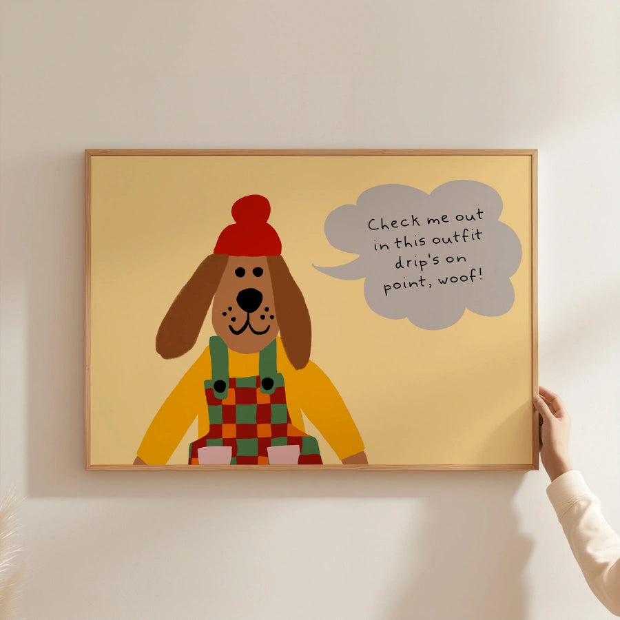 Cool Dog Nursery Print – Cute Animal Wall Art for Kids