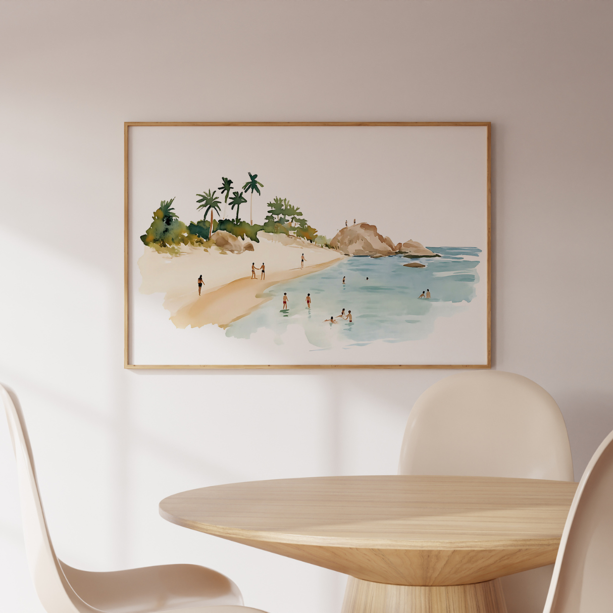 Tropical Beach Wall Art – Watercolor Summer Landscape Print
