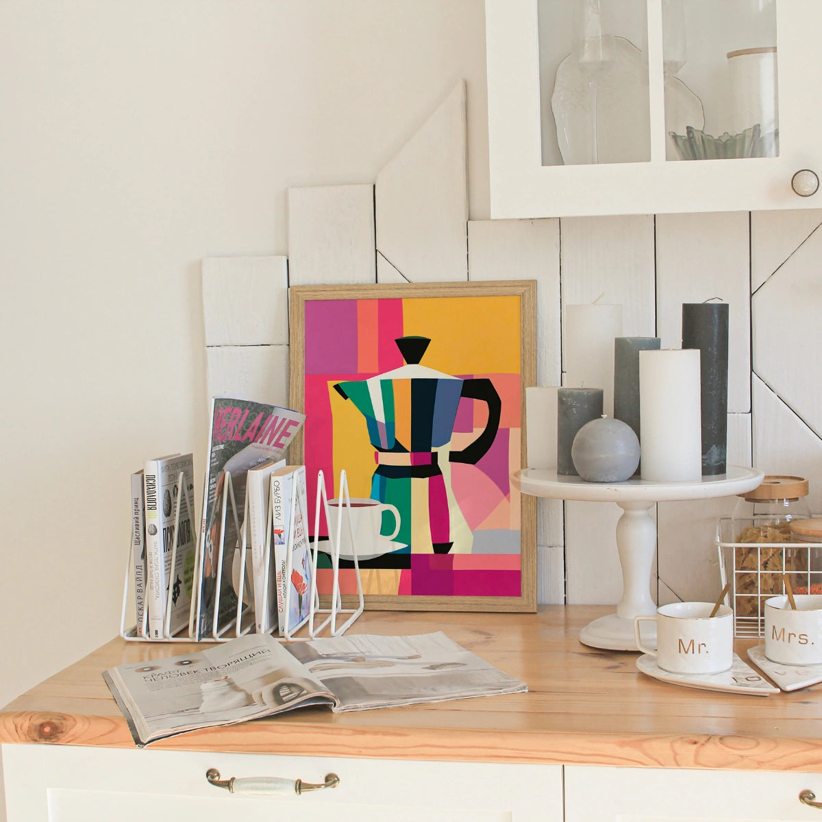 Moka Coffee Wall Art – Colorful Kitchen Print