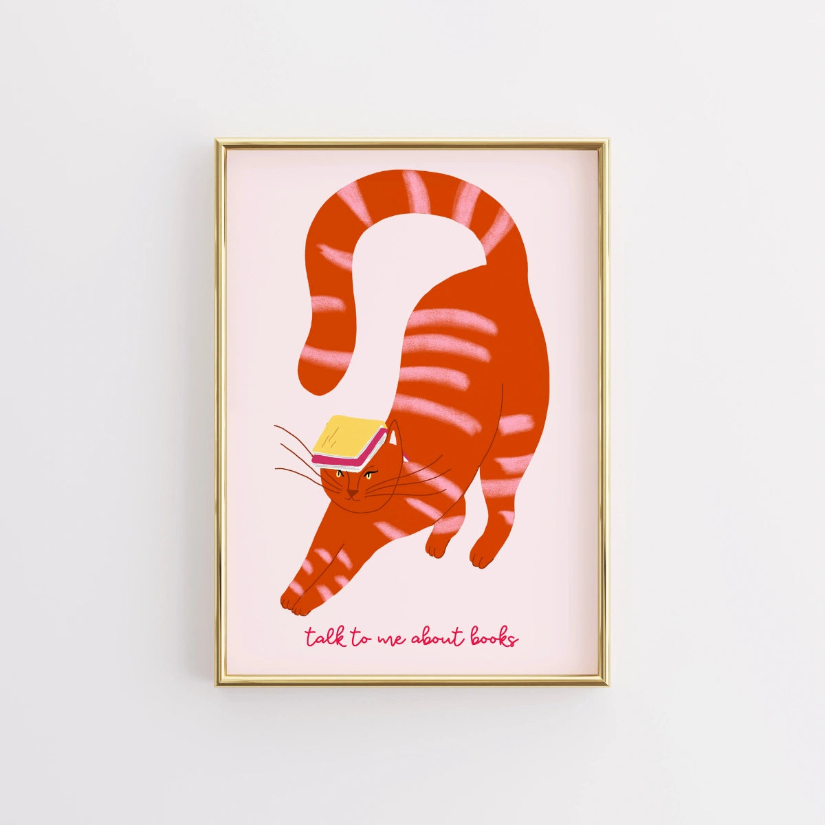 Talk to Me About Books Print – Funny Cat Poster for Book Lovers
