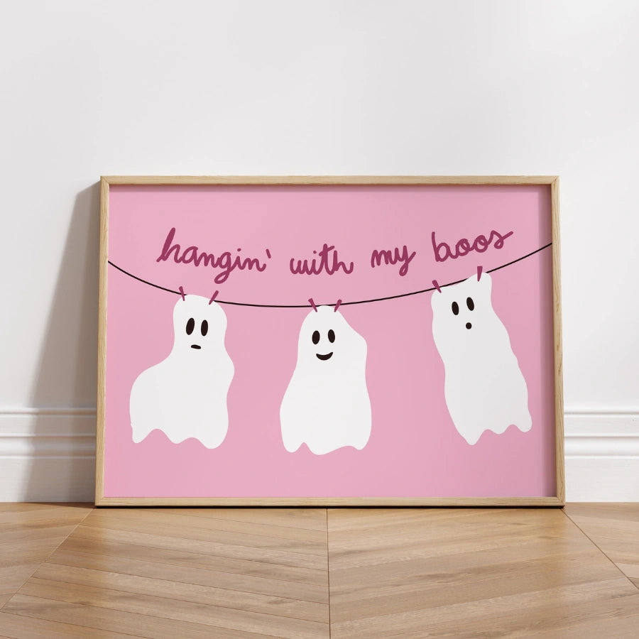 Hangin' with My Boos Wall Art – Pink Spooky Decor