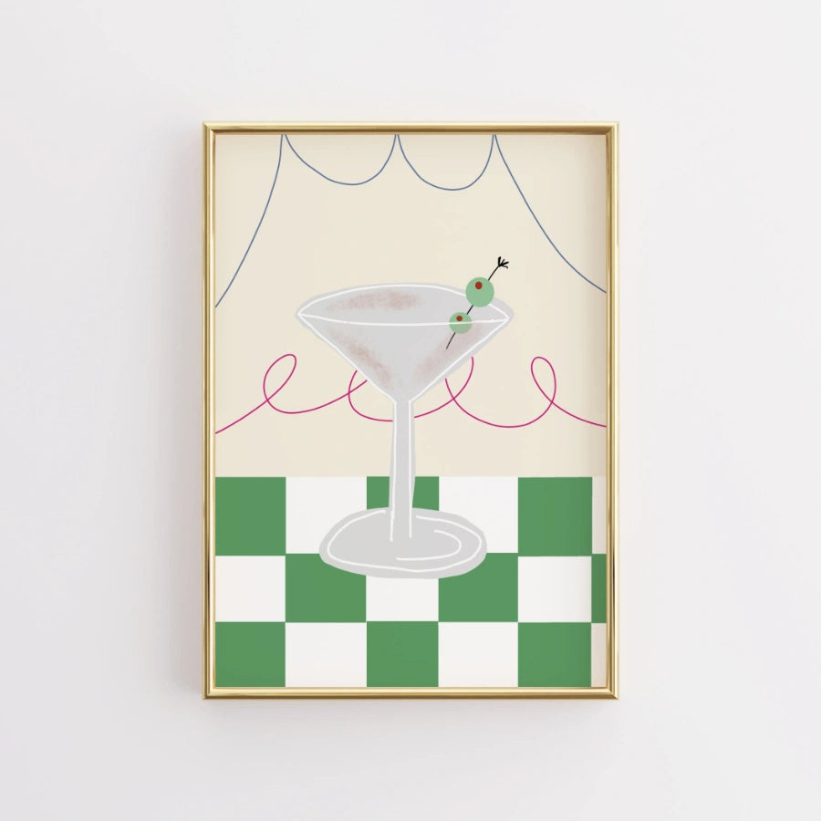 Martini-Cocktail-Küchenbild – Retro-Bar-Wandbild für die Küchendekoration