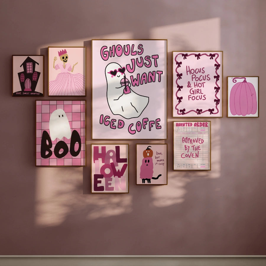 Handmade Pink Halloween Decor - over 120 prints