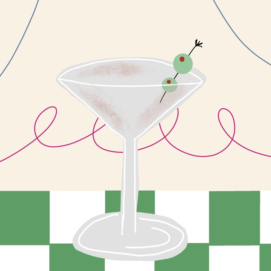 Martini Cocktail Kitchen Print – Retro Bar Wall Art for Kitchen Decor