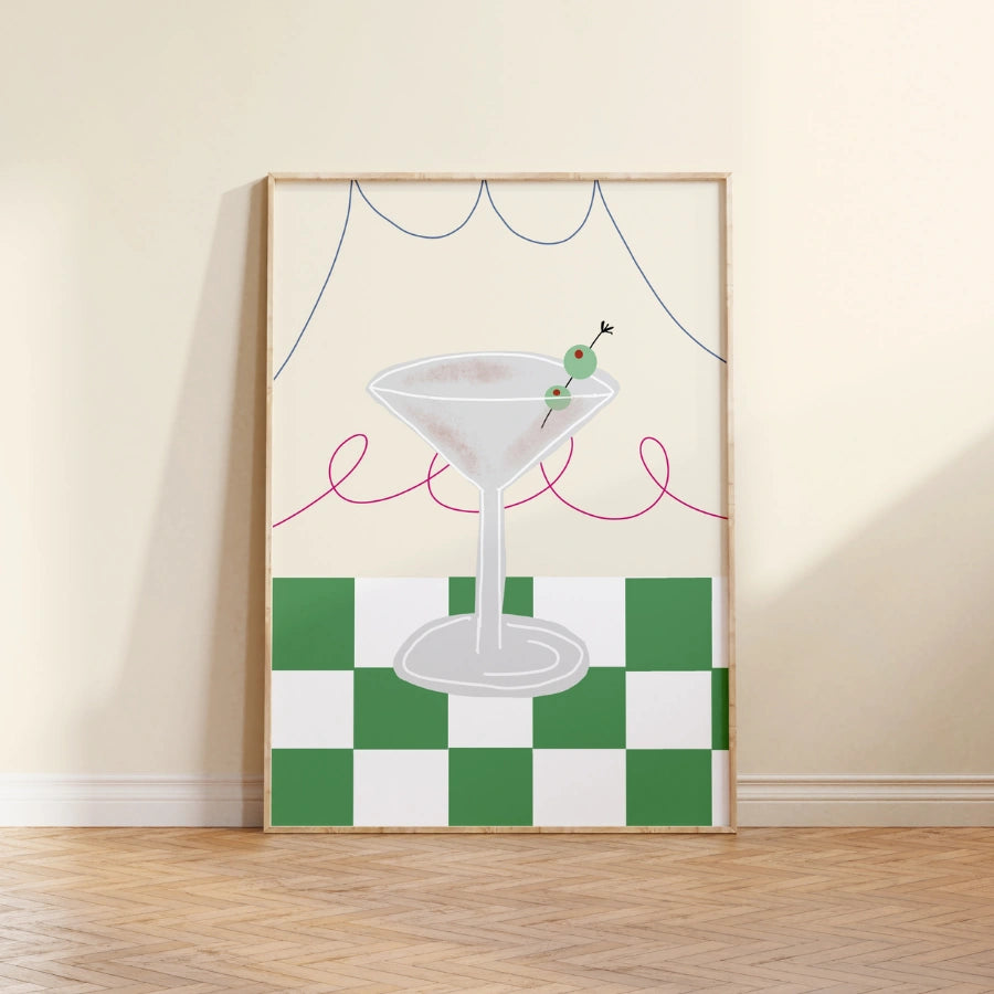 Martini-Cocktail-Küchenbild – Retro-Bar-Wandbild für die Küchendekoration