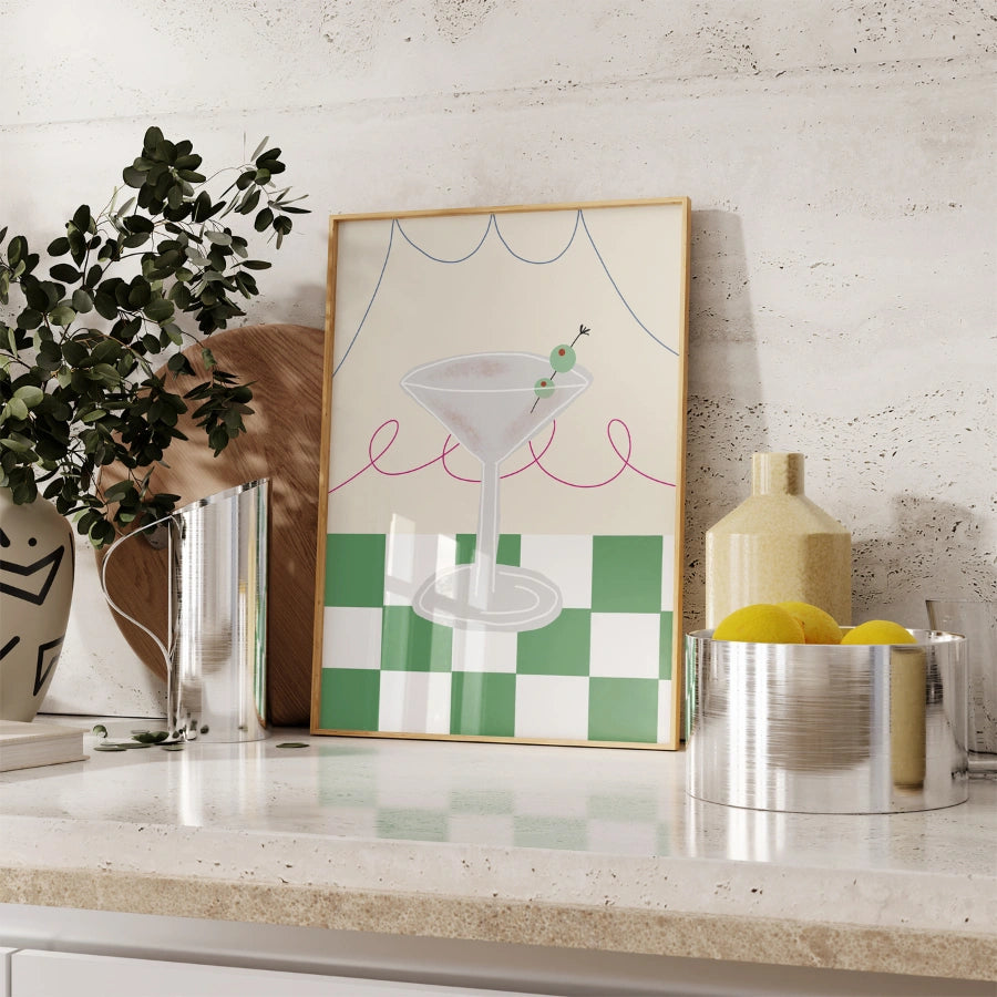 Martini-Cocktail-Küchenbild – Retro-Bar-Wandbild für die Küchendekoration