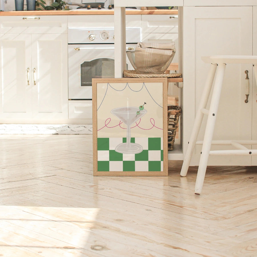 Martini-Cocktail-Küchenbild – Retro-Bar-Wandbild für die Küchendekoration
