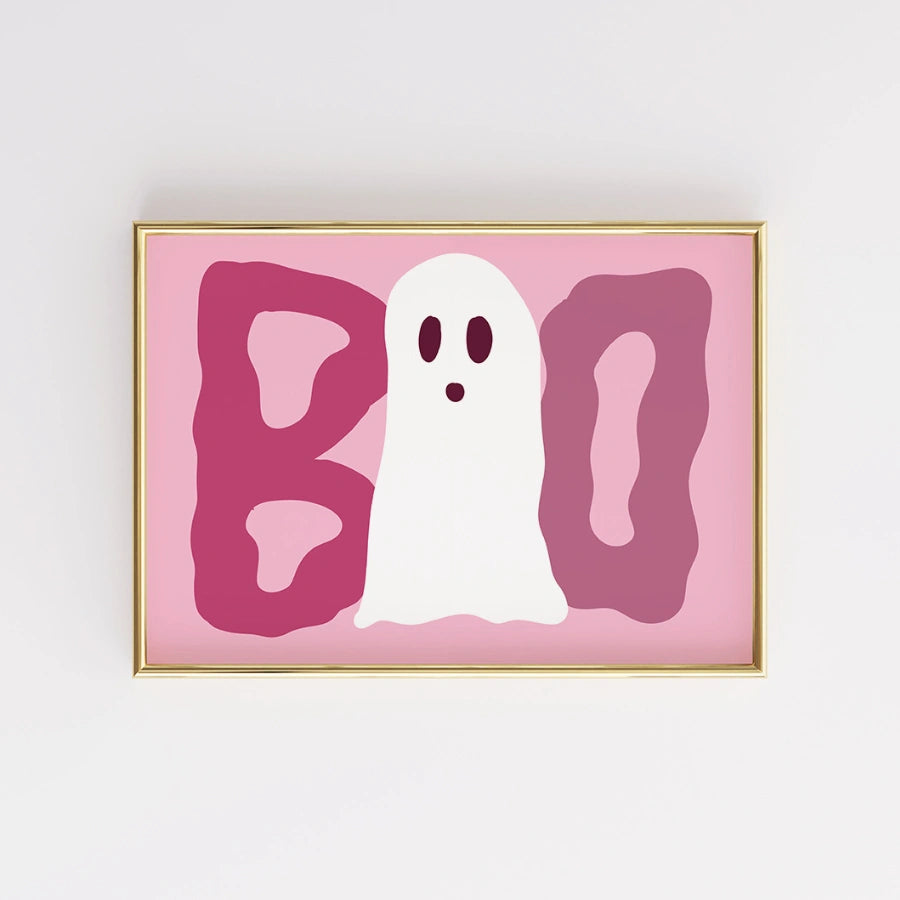 BOO Ghost Wall Art – Fun Fall Aesthetic Poster