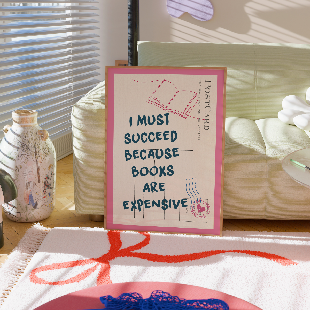 Books Are Expensive Print – Funny Motivational Wall Art