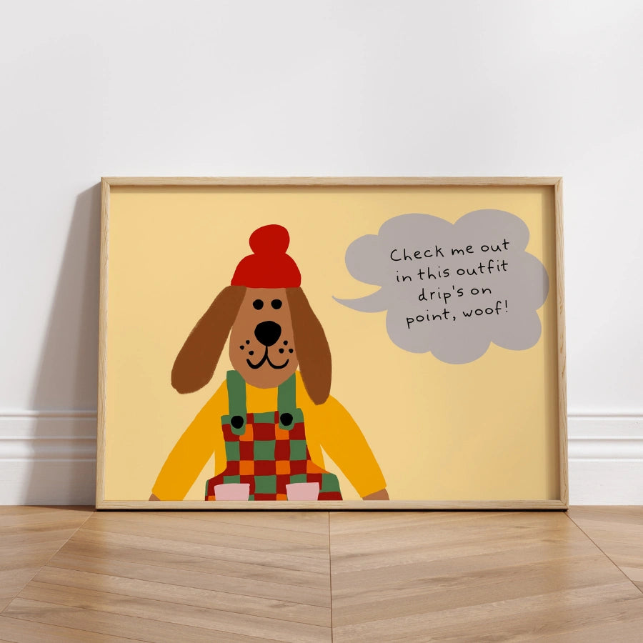 Cool Dog Nursery Print – Cute Animal Wall Art for Kids
