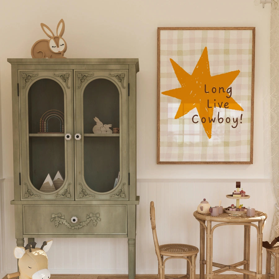 „Es lebe der Cowboy“-Kinderzimmerbild – Western-Wandkunst für Kinder