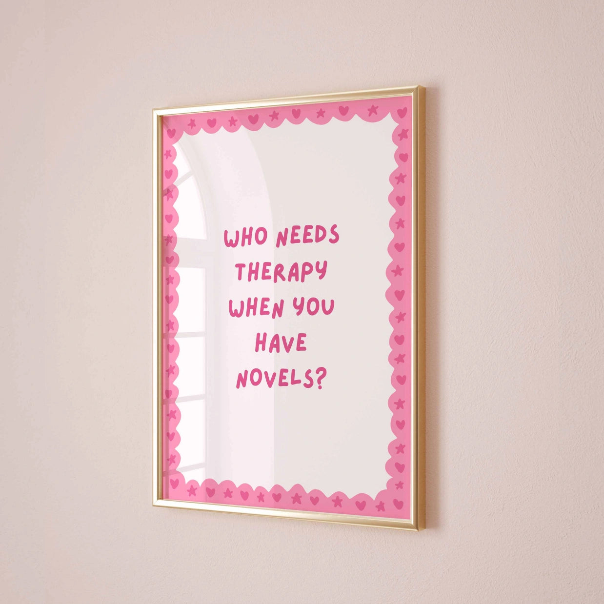 Who Needs Therapy  – Pink Bookish Print