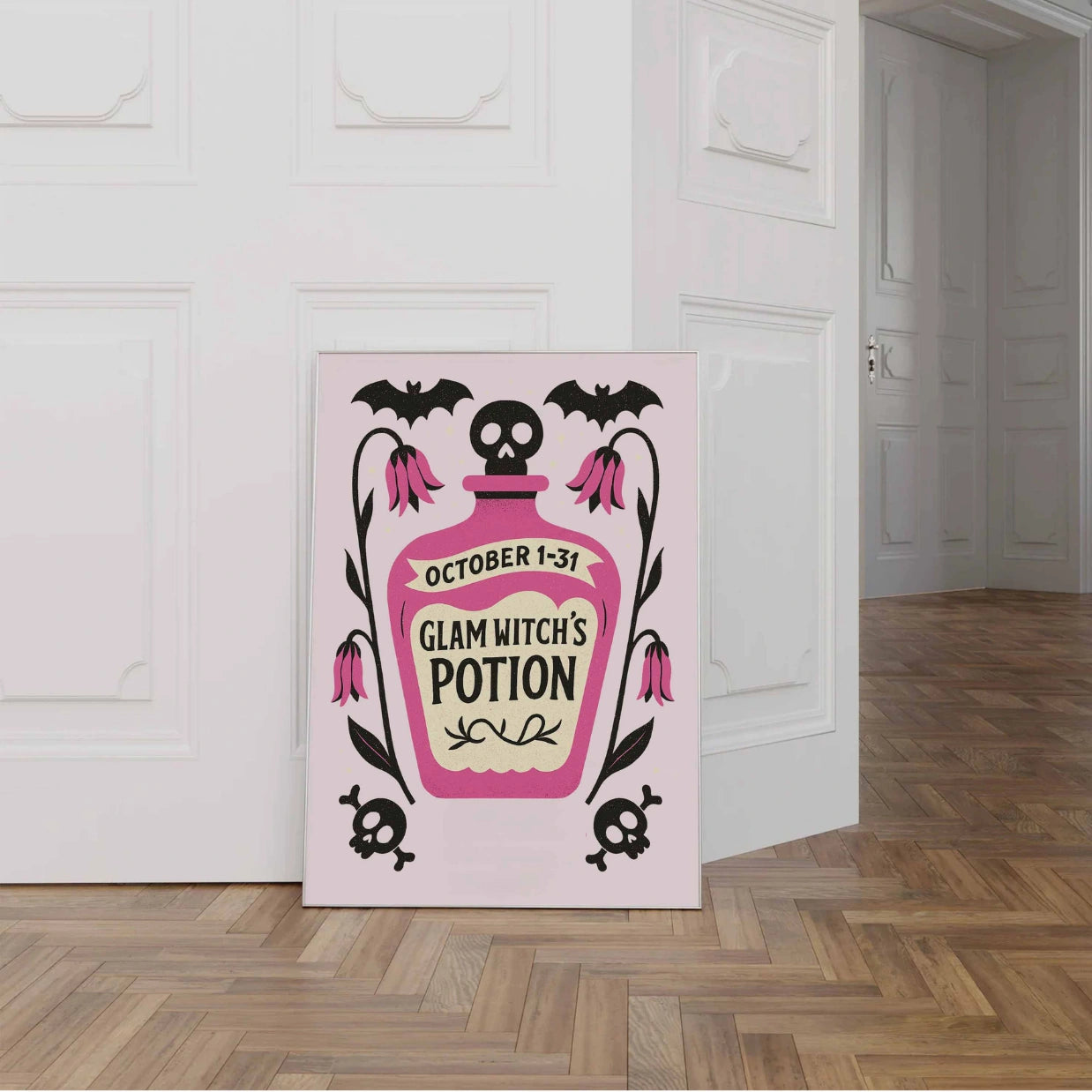Glam Witch’s Potion Print – Pink Halloween Wall Art