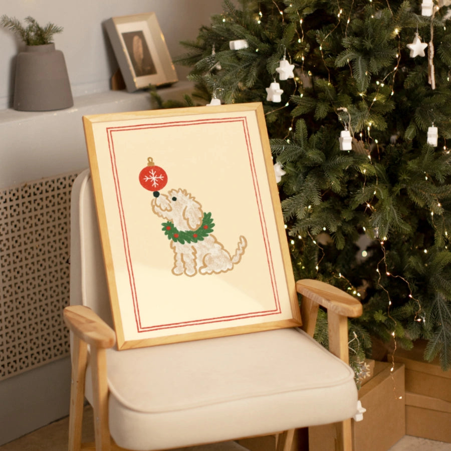 Christmas Dog Wall Art - Cute Holiday Pet Print