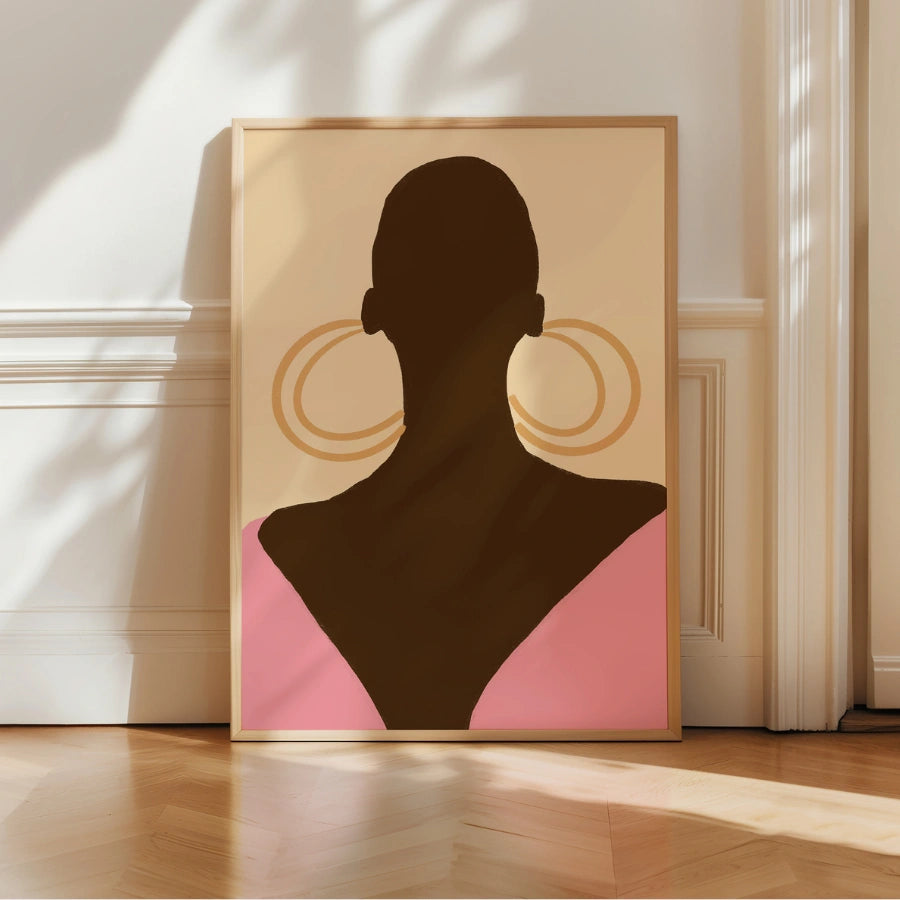 Bold Silhouette Boho Wall Art – Minimal Chic Portrait