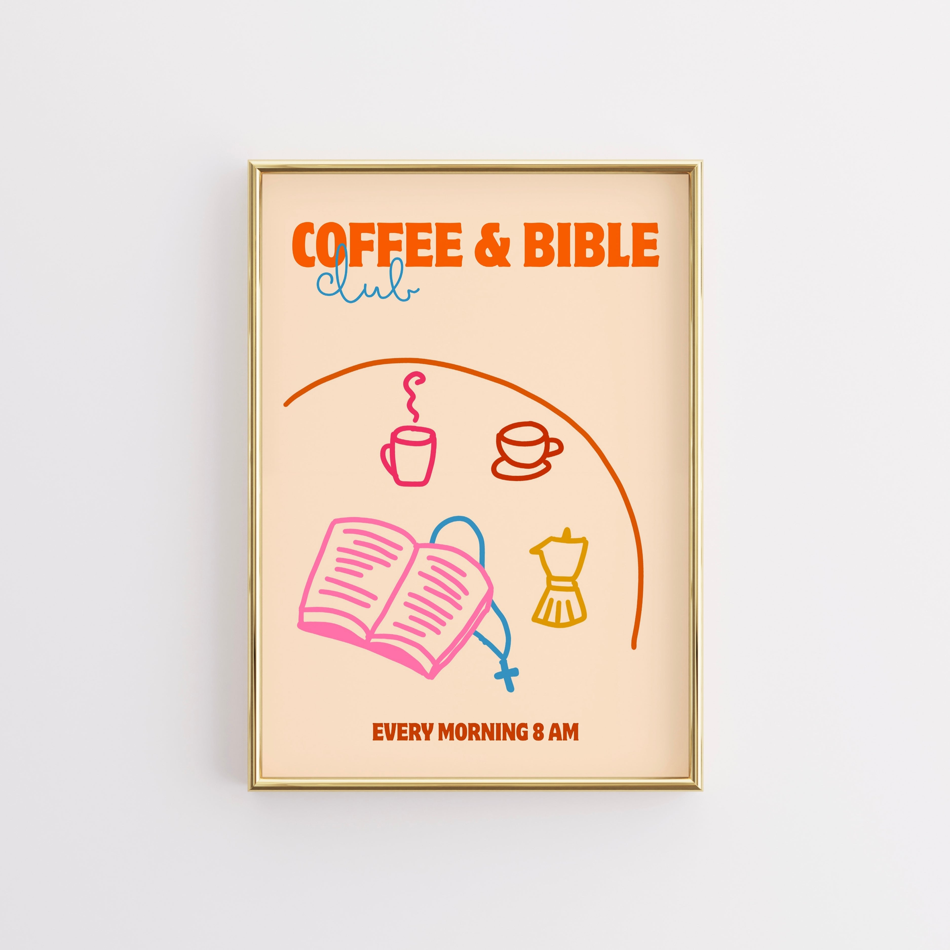 Wandbild für Kaffee- und Bibelclub – Christliche Morgenroutine