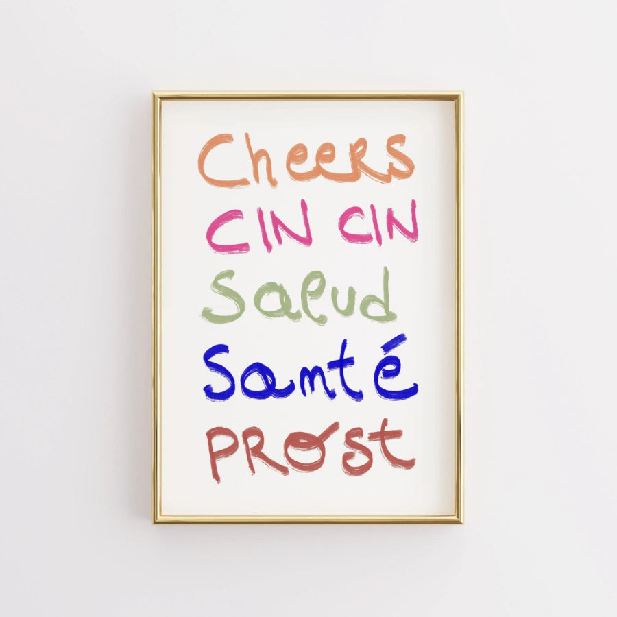 Cheers Around the World Wall Art – Fun Kitchen Print