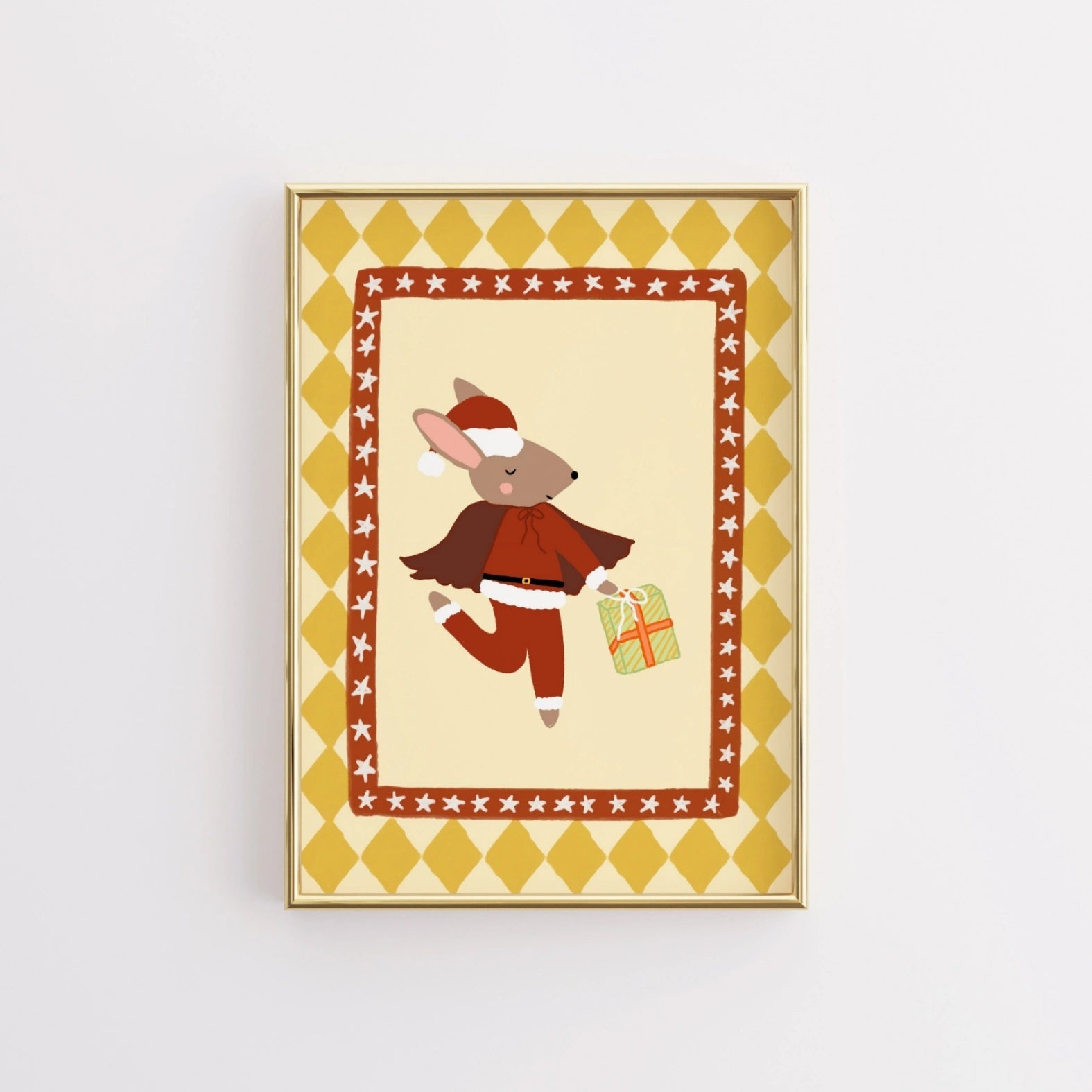 Santa Mouse Christmas Print