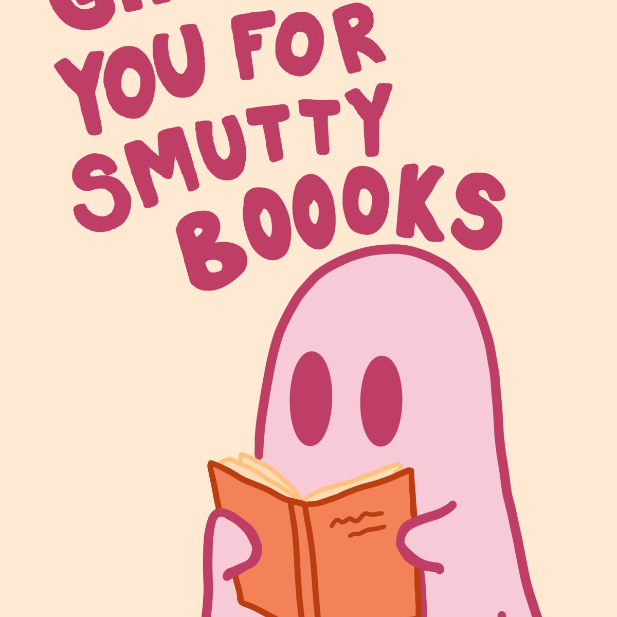 Smutty Books Print – Funny Pink Ghost Wall Art