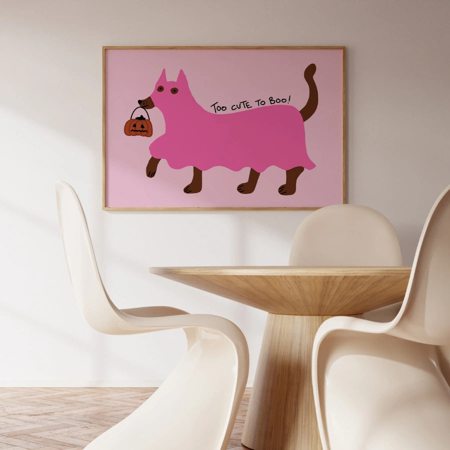 Too Cute to Boo Wall Art – Funny Dog Halloween Print