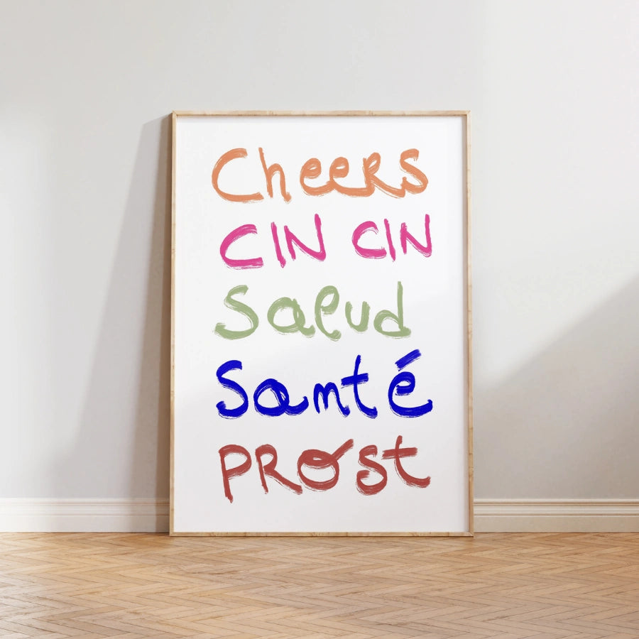 Cheers Around the World Wall Art – Fun Kitchen Print