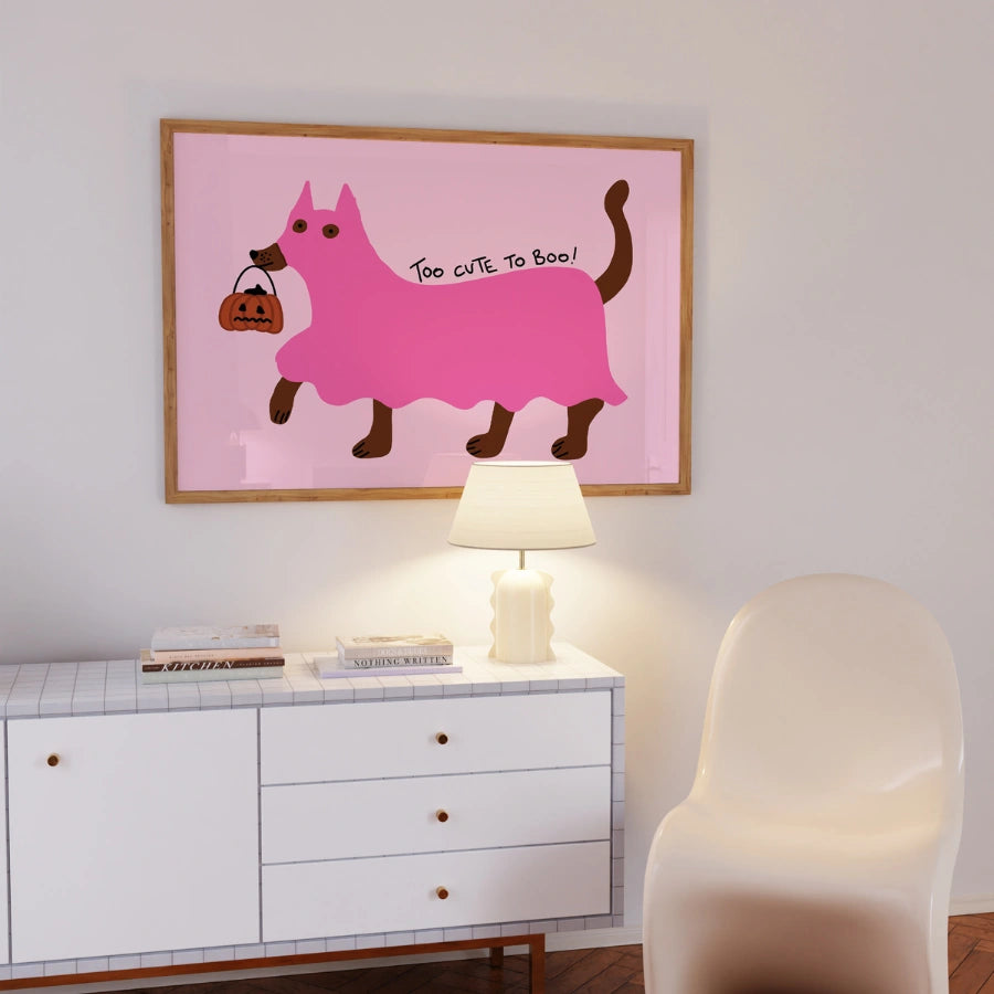 Too Cute to Boo Wall Art – Funny Dog Halloween Print