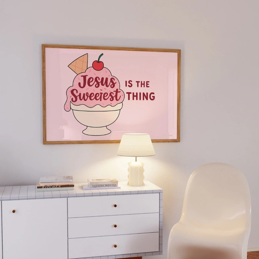 Jesus Is the Sweetest Thing Wall Art – Cute Ice Cream Christian Print