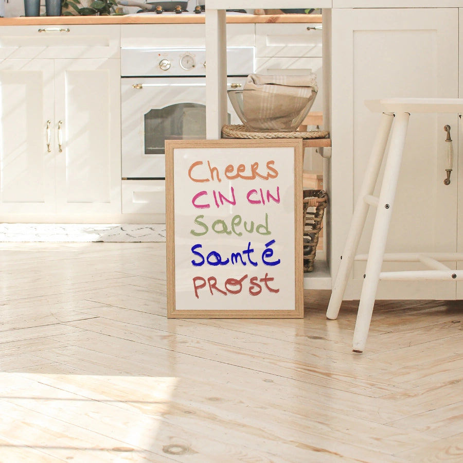 Cheers Around the World Wall Art – Fun Kitchen Print