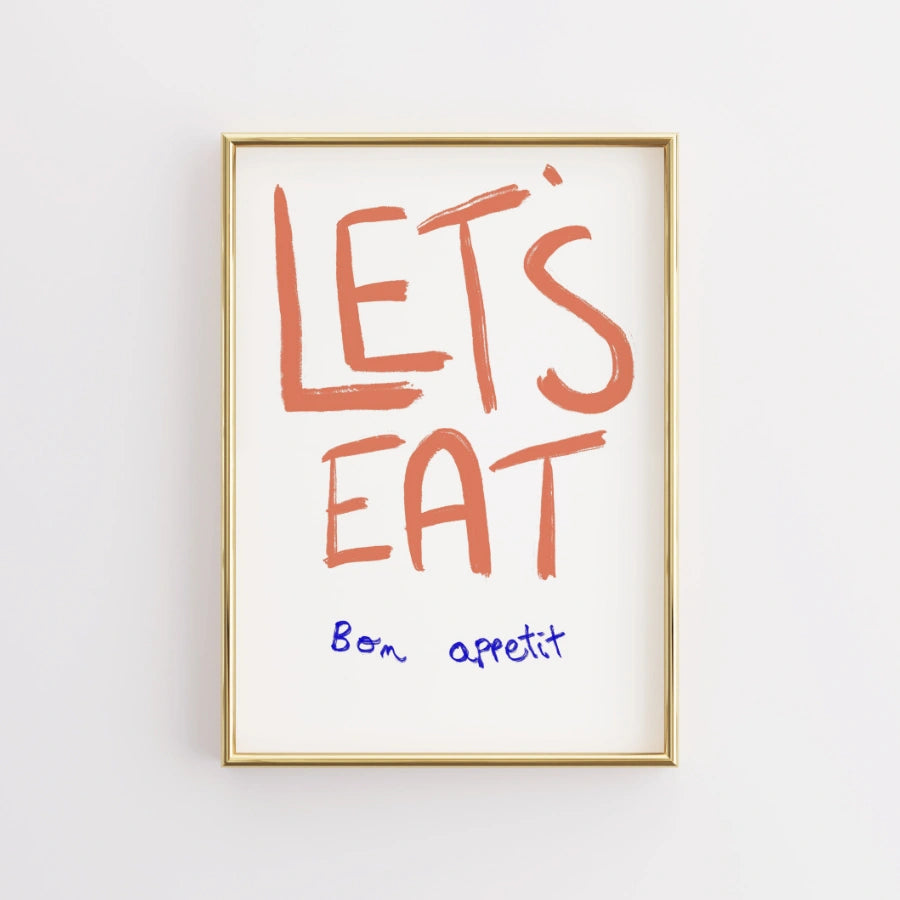 Let’s Eat Kitchen Wall Art – Playful Bon Appétit Quote Print