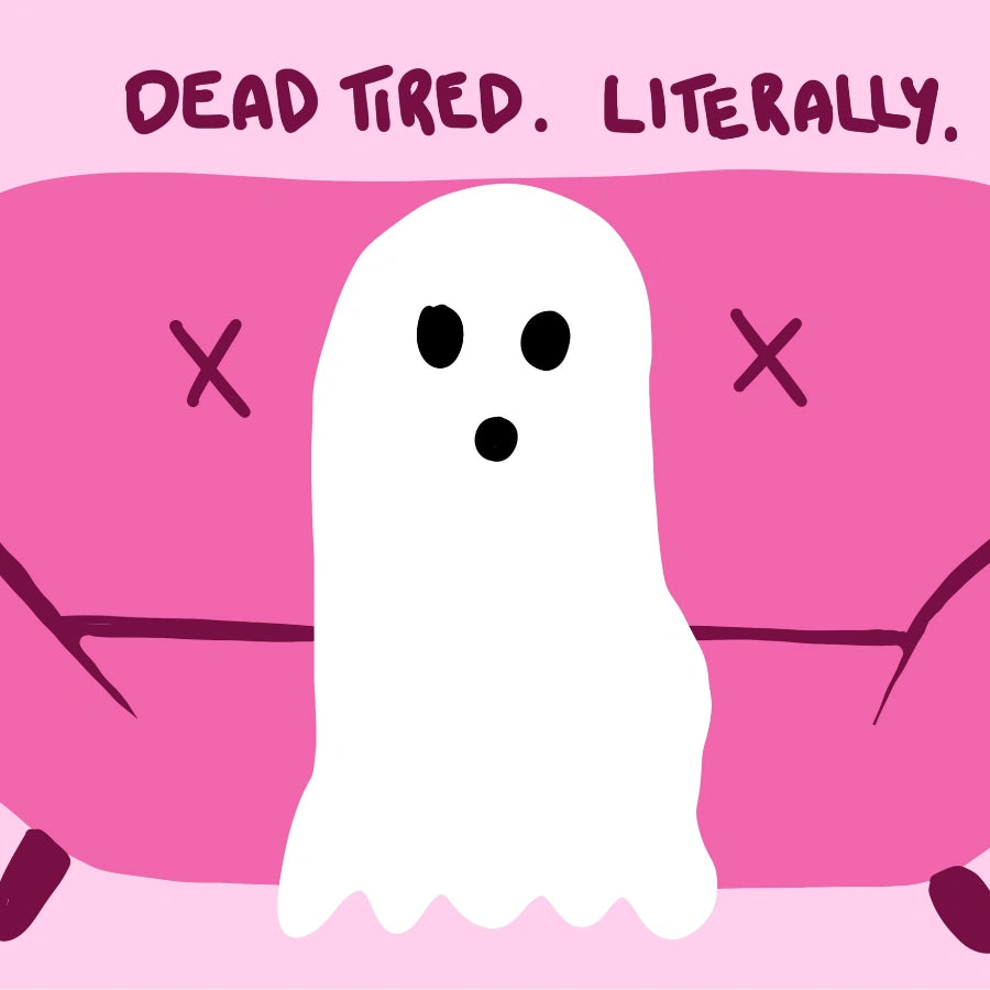 Dead Tired Literally Wall Art – Funny Ghost Halloween Print