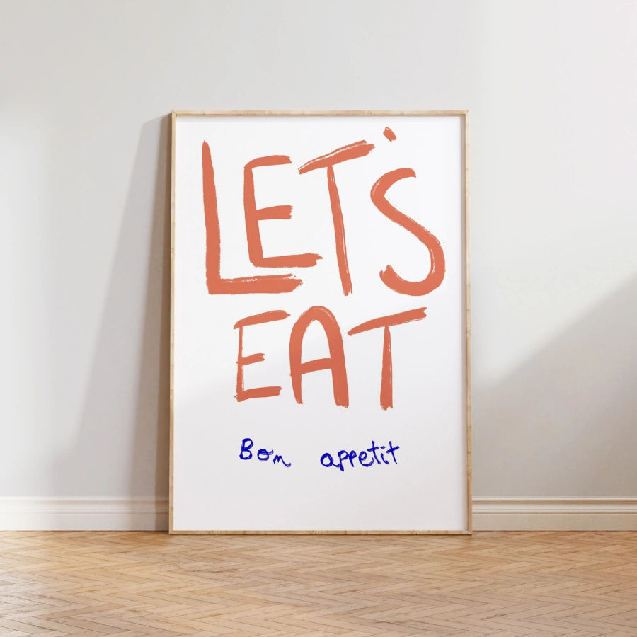 Let’s Eat Kitchen Wall Art – Playful Bon Appétit Quote Print