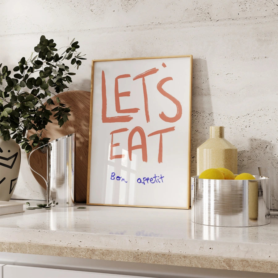 Let’s Eat Kitchen Wall Art – Playful Bon Appétit Quote Print