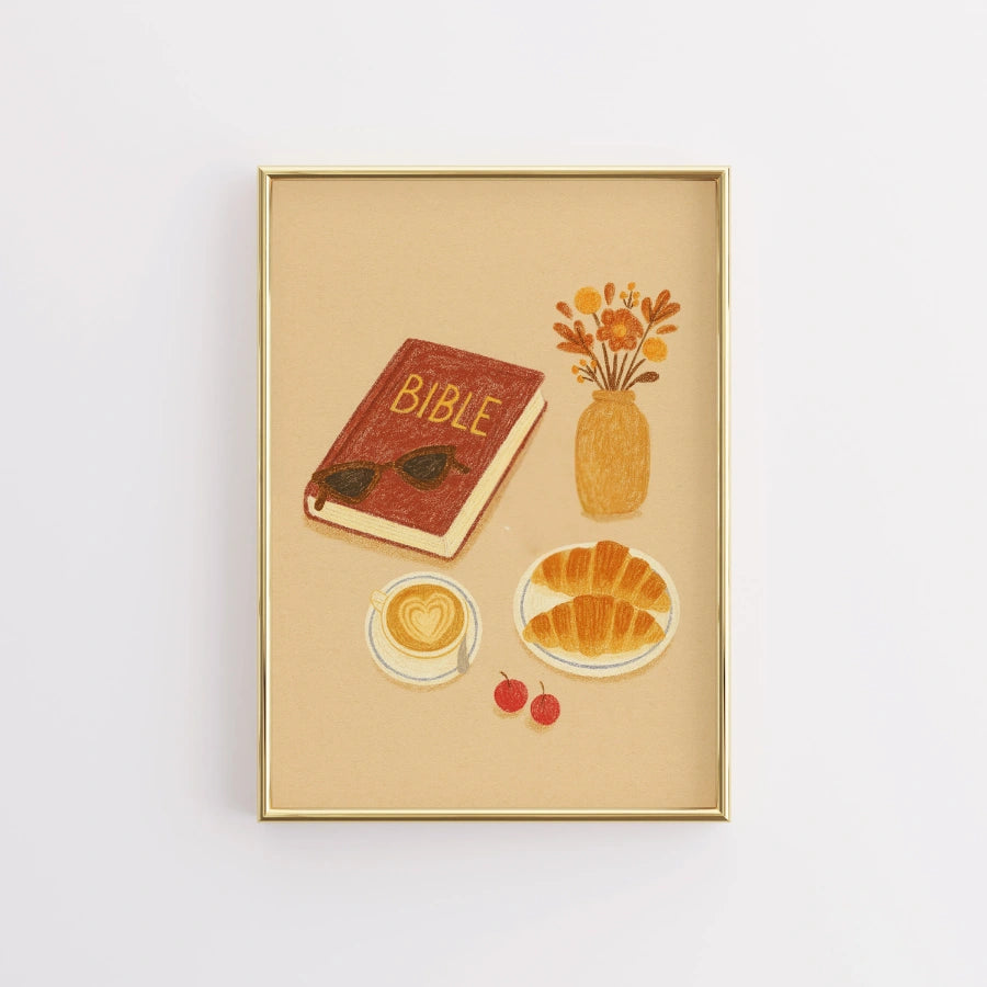 Bible and Coffee Wall Art - Autumn Christian Print