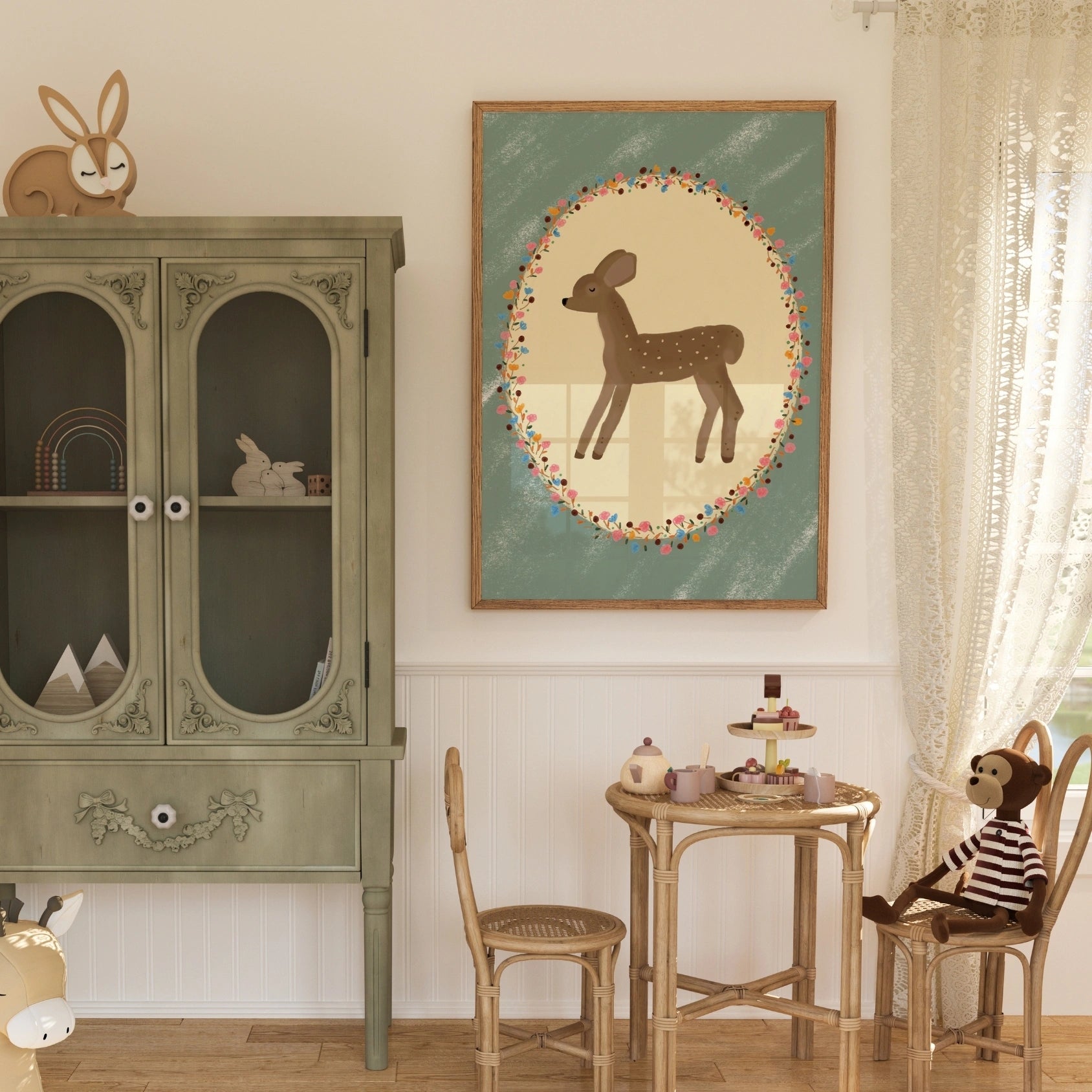 Vintage Fawn Nursery Print
