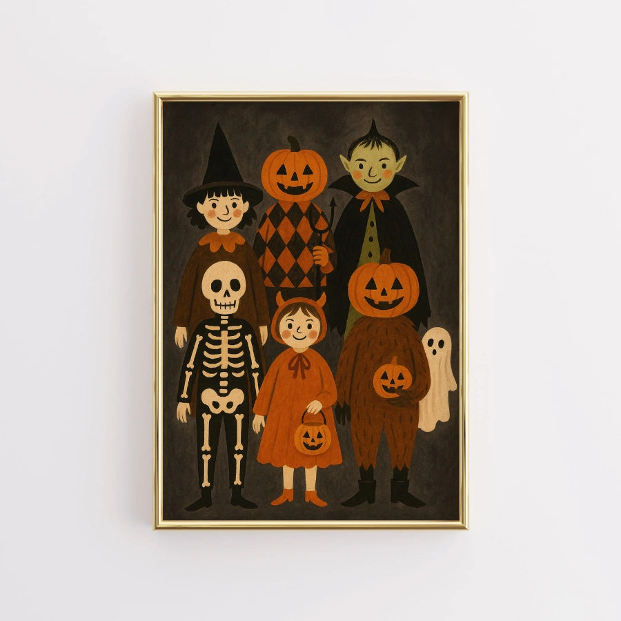 Vintage Halloween Kids Print – Cute Costume Wall Art