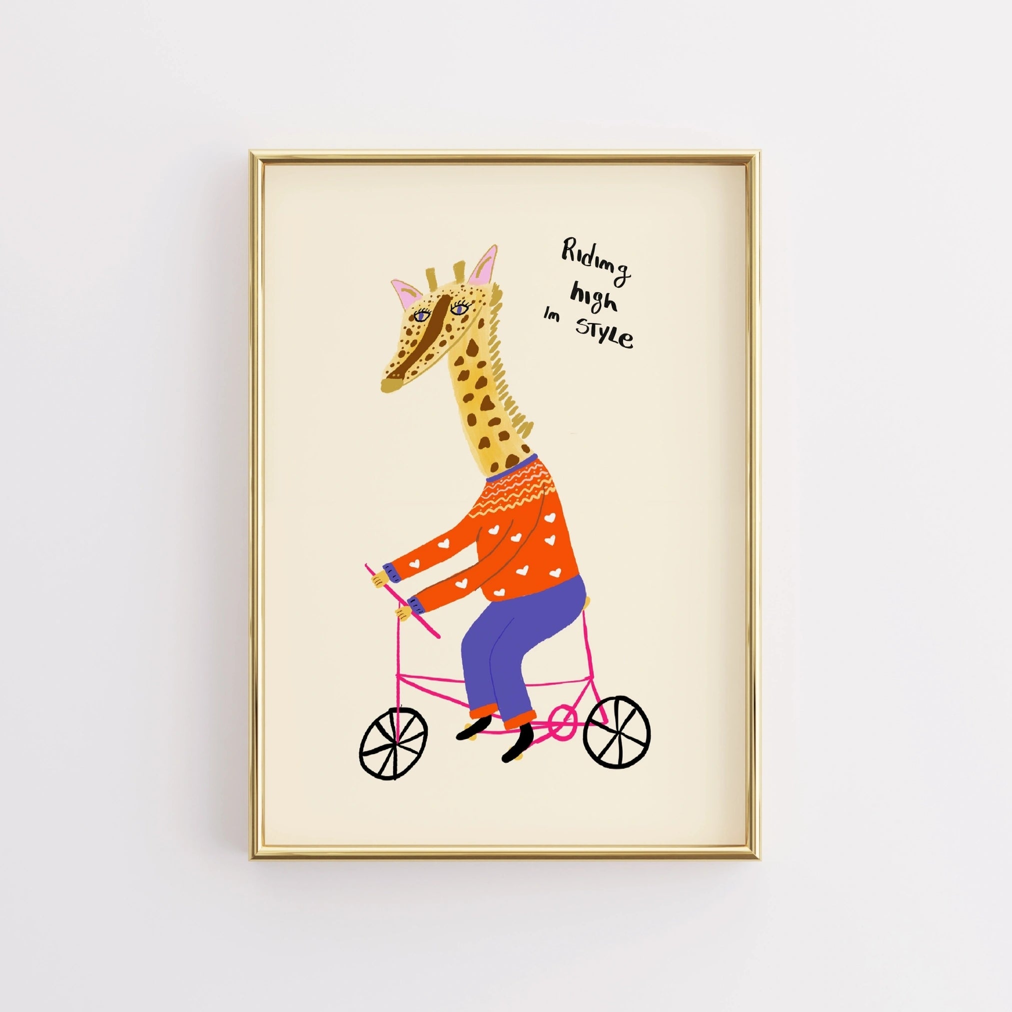 Riding High Giraffe Print – Fun Animal Art for Kids Room