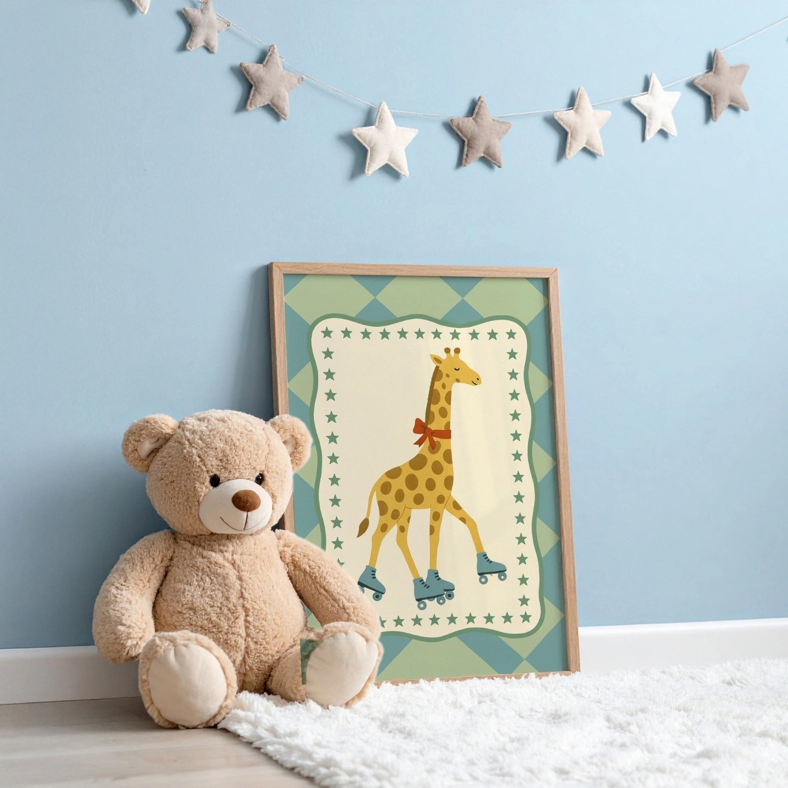 Rollschuhfahrende Giraffe