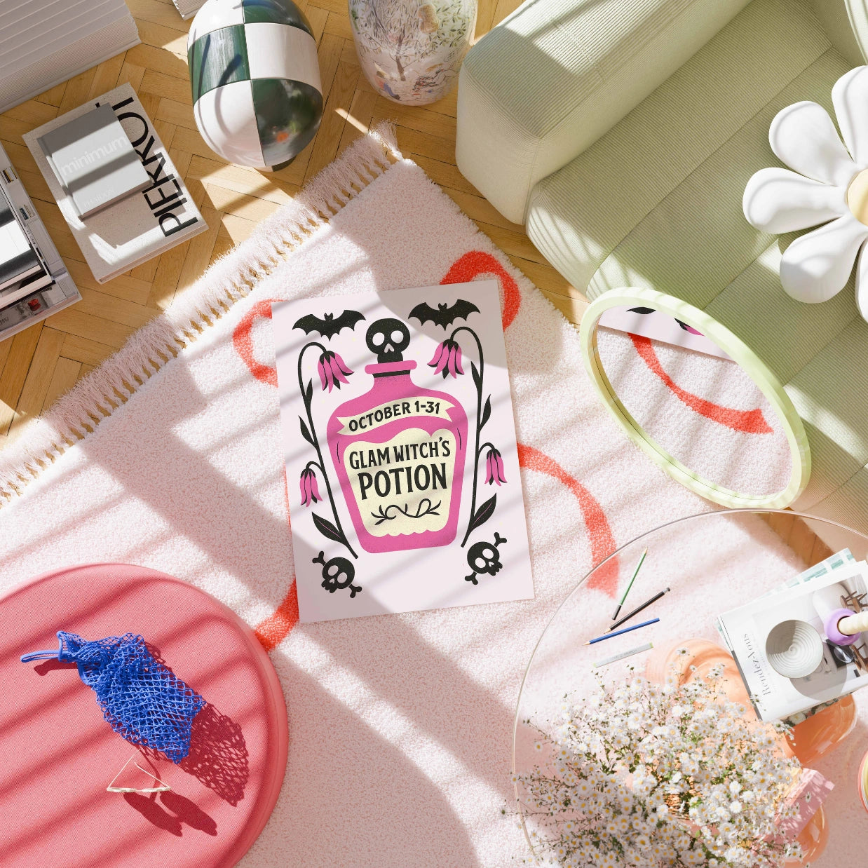 Glam Witch’s Potion Print – Pink Halloween Wall Art