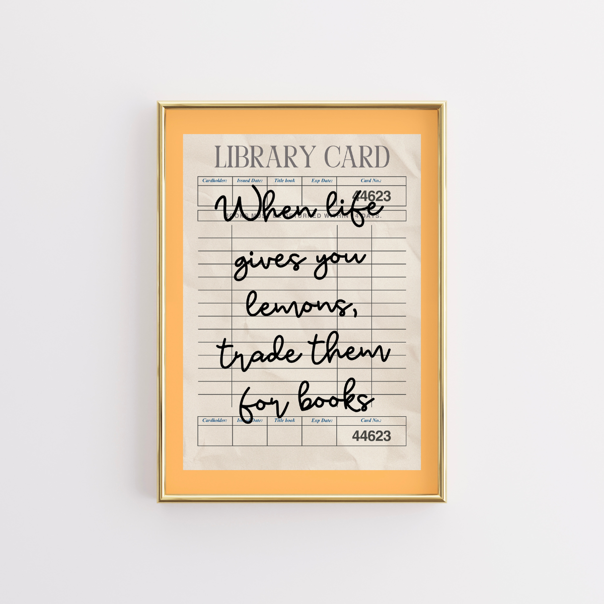 Lemons & Books Print – Vintage Library Card Wall