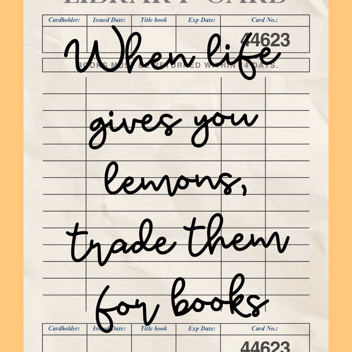 Lemons & Books Print – Vintage Library Card Wall