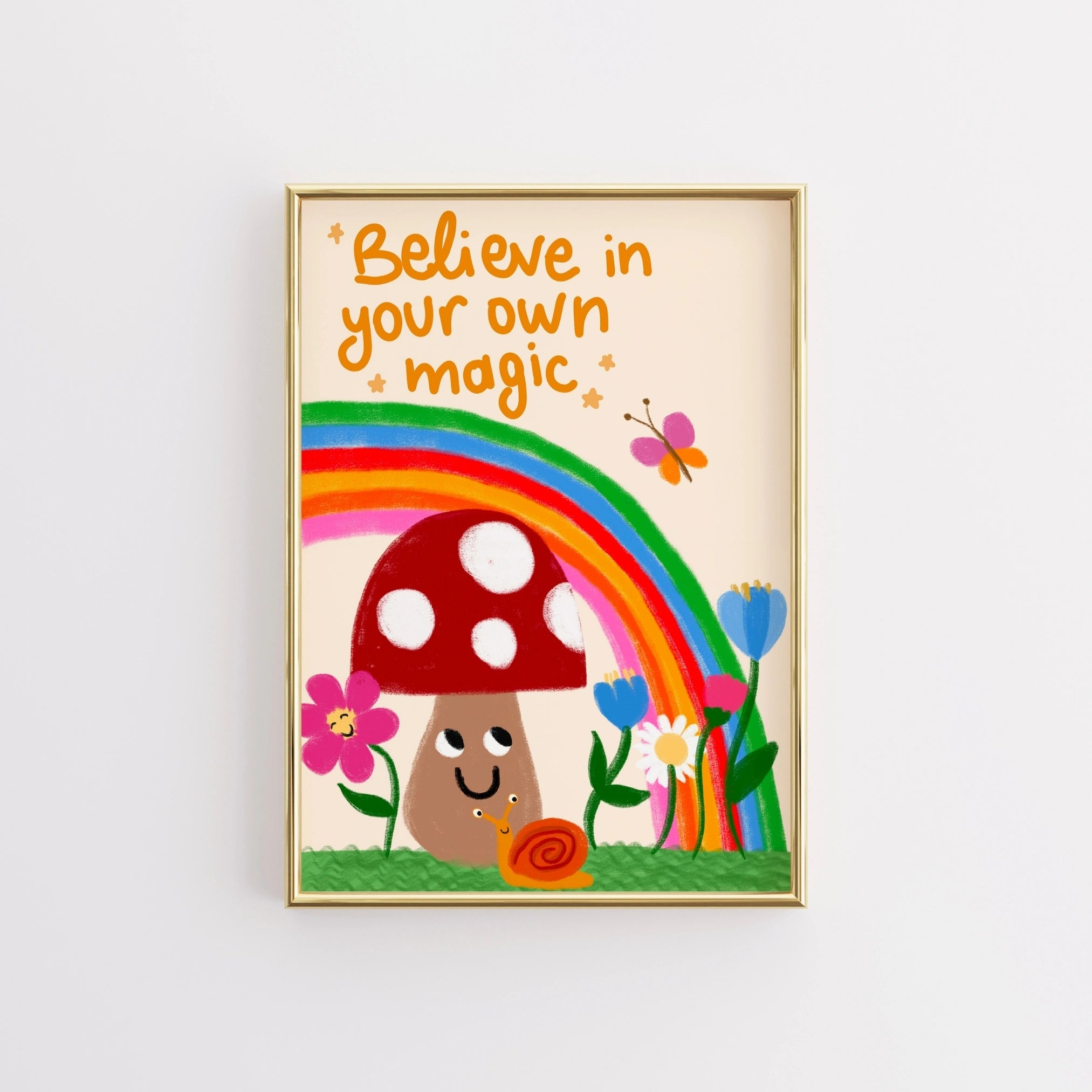 Believe in Your Own Magic Wall Art - Rainbow Kids Room Print