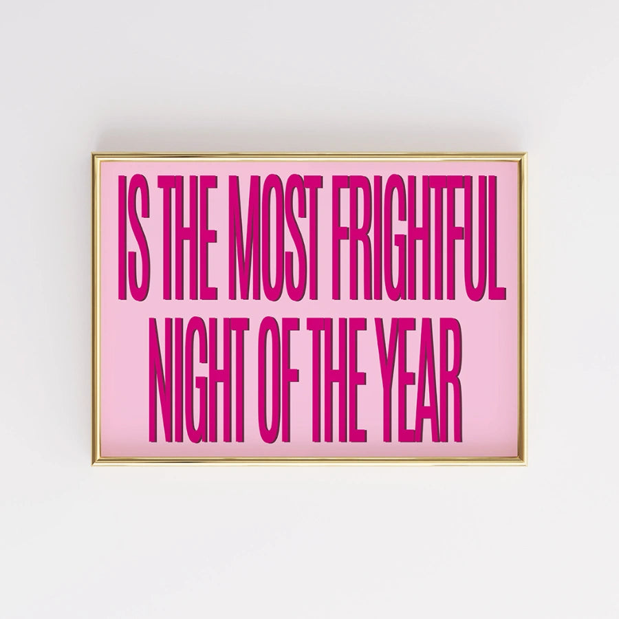 Wandbild „Die gruseligste Nacht“ – Ausdrucksstarker Halloween-Typografiedruck