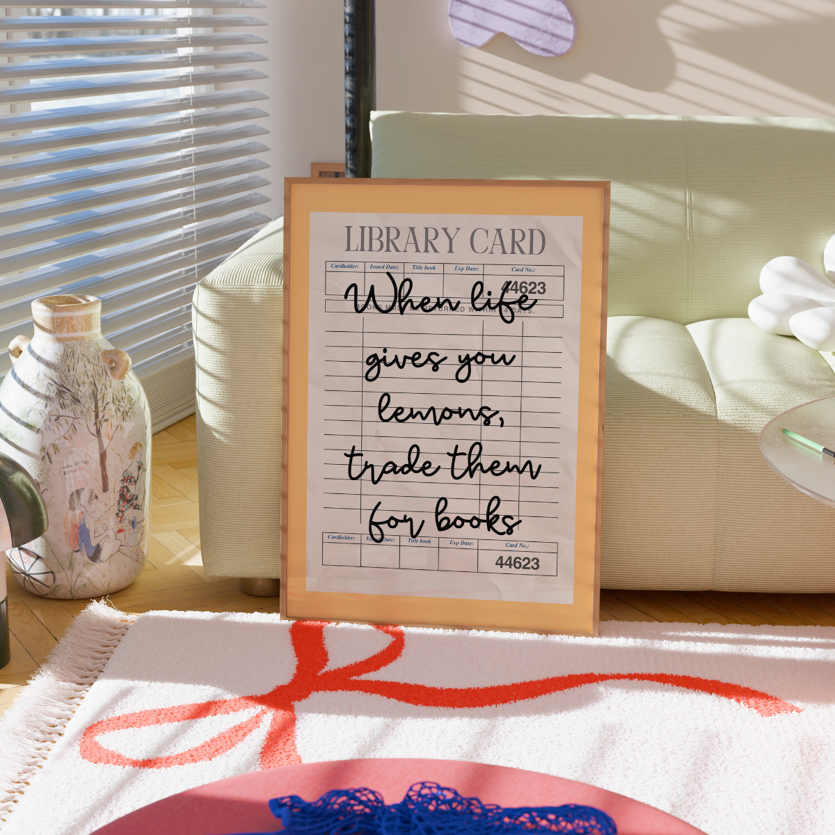 Lemons & Books Print – Vintage Library Card Wall