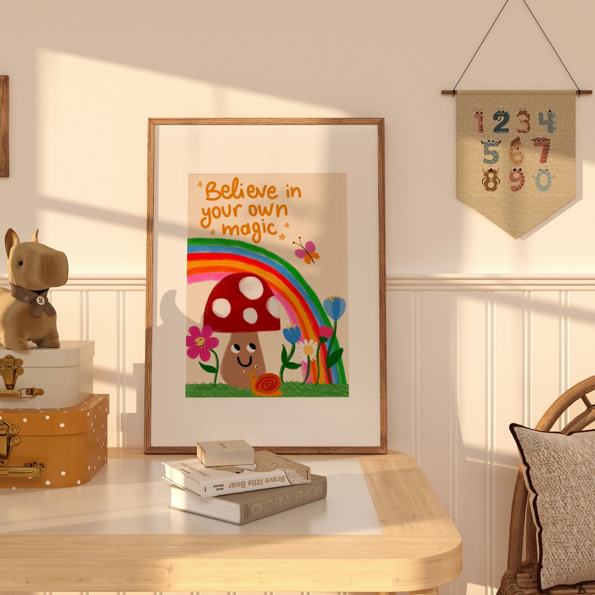 Believe in Your Own Magic Wall Art - Rainbow Kids Room Print