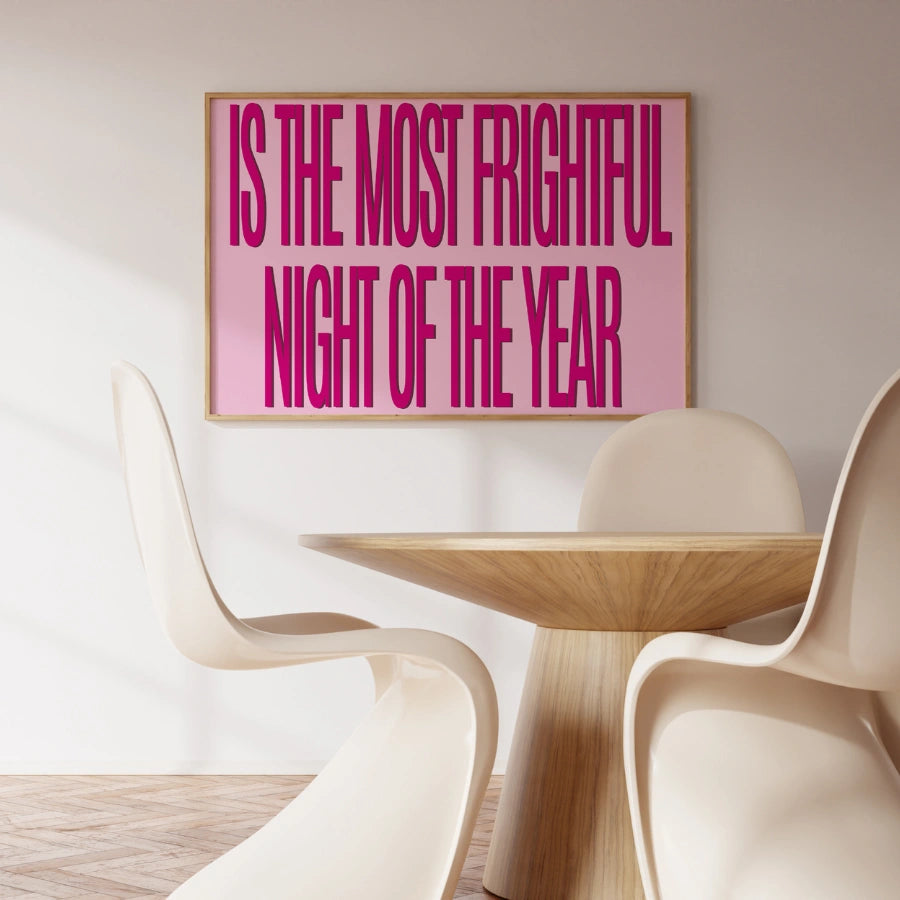 Wandbild „Die gruseligste Nacht“ – Ausdrucksstarker Halloween-Typografiedruck