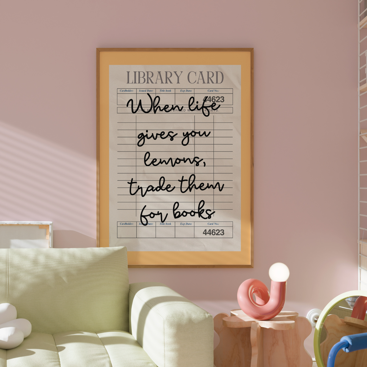 Lemons & Books Print – Vintage Library Card Wall