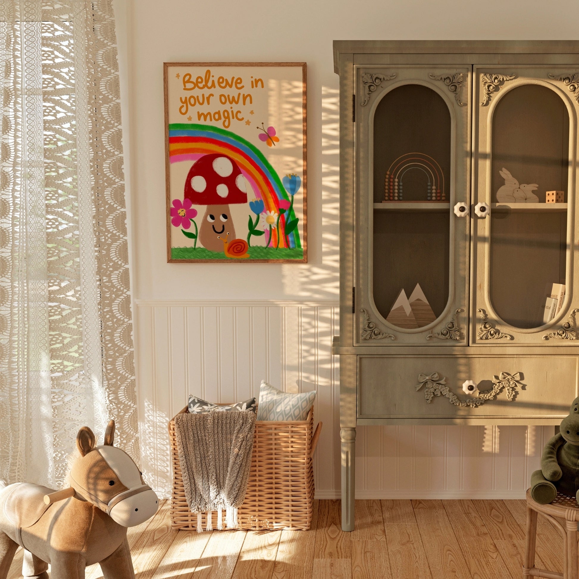 Believe in Your Own Magic Wall Art - Rainbow Kids Room Print