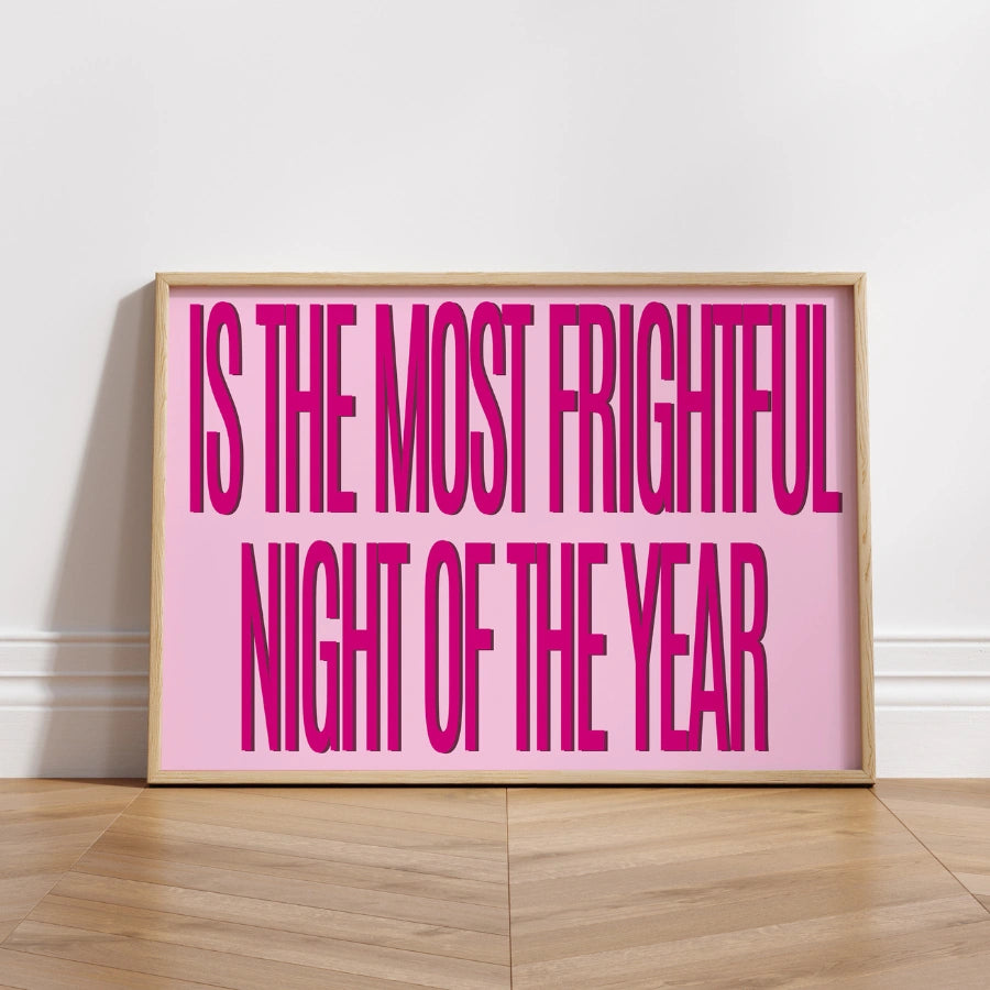 Wandbild „Die gruseligste Nacht“ – Ausdrucksstarker Halloween-Typografiedruck